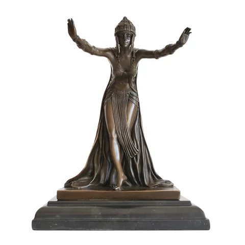 Бронзовая танцевальная статуя Ассирии, скульптура, Античная классическая азиатская Женская искусство, Декор для дома и офиса