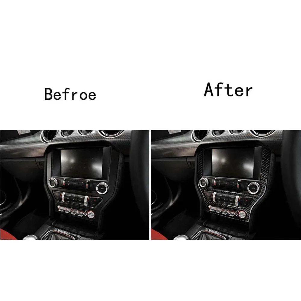 

Car Styling Central Control Panel Decorative Stickers Carbon Fiber Decorative Decals for Mustang 2015-2017