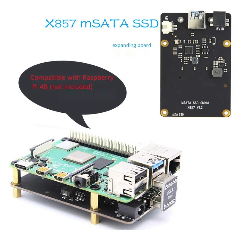 X857 V1.2 MSATA SSD плата расширения с X735 управлением питанием и охлаждающей платой для