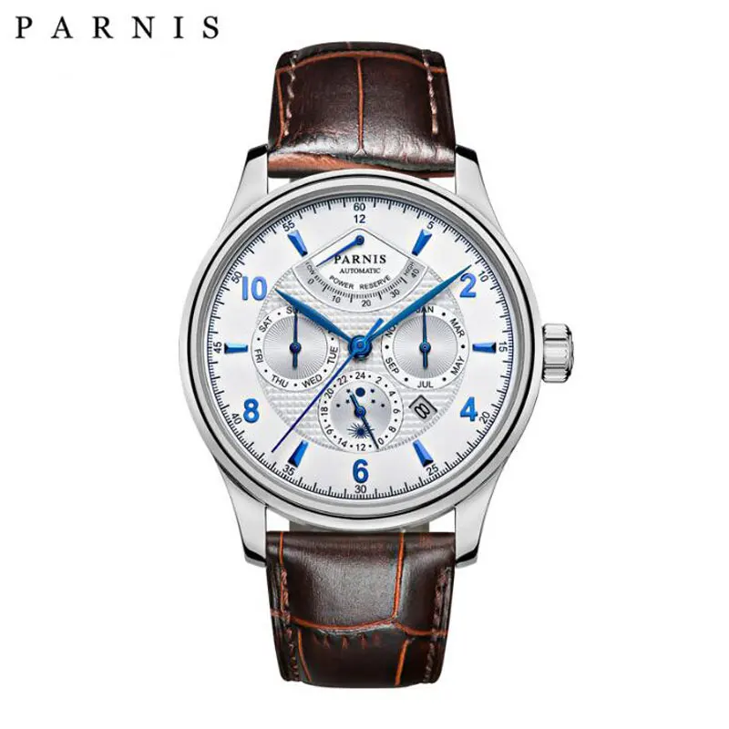 Парнис 43 мм Для мужчин роскошный лучший бренд класса люкс автоматические часы