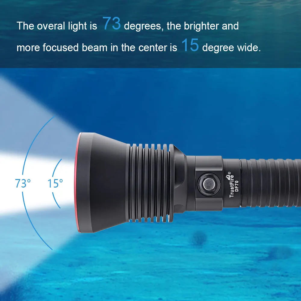 Kaufen Trustfire DF70 Xhp 70,2 Tauchen Taschenlampe Super Helle Unterwasser Scuba Licht 26650LM Powered Flash Licht