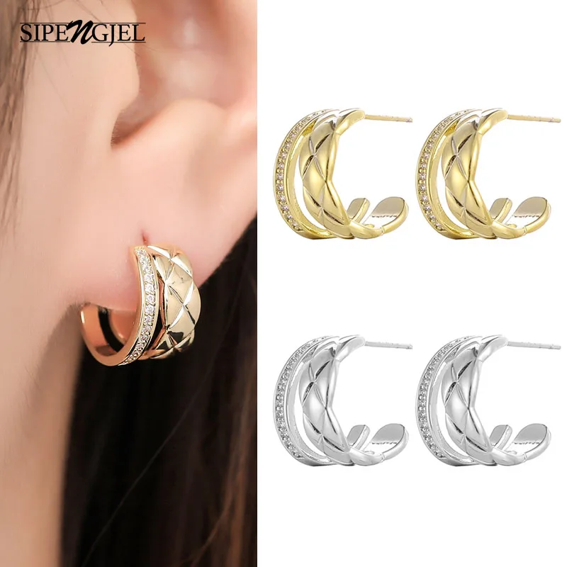 

Trendy Cubic Zirconia Rhombic Earrings Geometric Stud Earrings For Women Jewelry Wedding Party