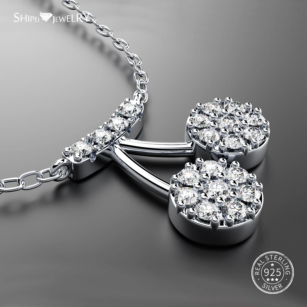 Женское Ожерелье с кулоном Shipei 100% стерлингового серебра 925 пробы белым золотом и