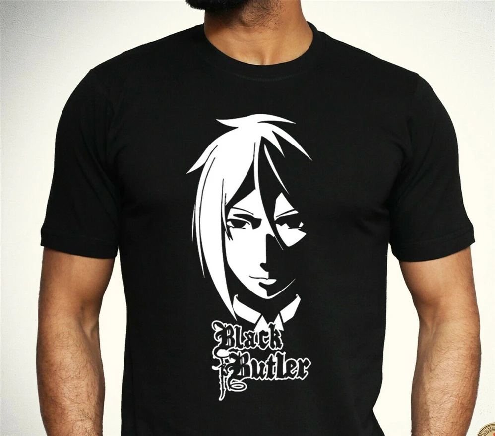 Новая Черная футболка Батлера Себастиан Аниме Манга черный косплей Топ Мужская S