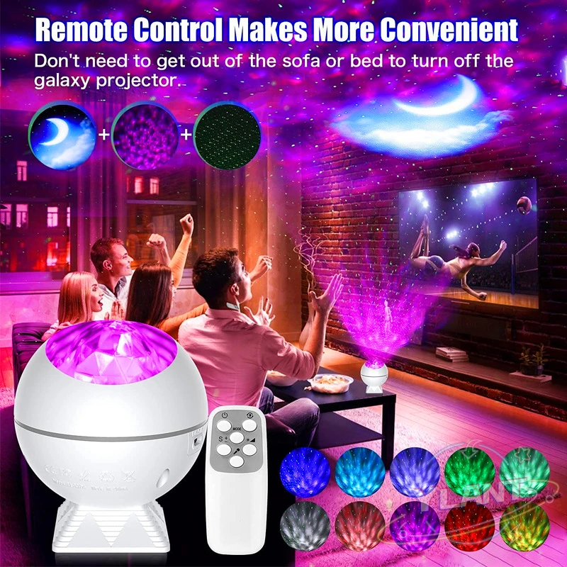 

LED Starry Sky Projection Lamp USB Spherical Car Water Pattern Light Colorful Voice Control Stage Living Room Atmosphere Light