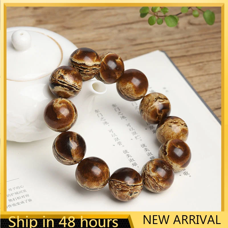 

Natural Amber Honey Wax Bracelet Boutique Amber Genpo Bracelet Round Bead Amber Bracelet for Male and Female Lovers Jewellery