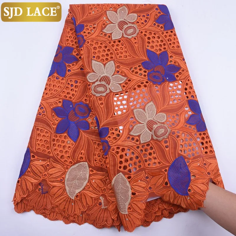 

SJD LACE Popular Dubai Style African Lace Fabric Embroiderey Swiss Voile Lace In Switzerland For Nigerian Wedding Party Sew1965B