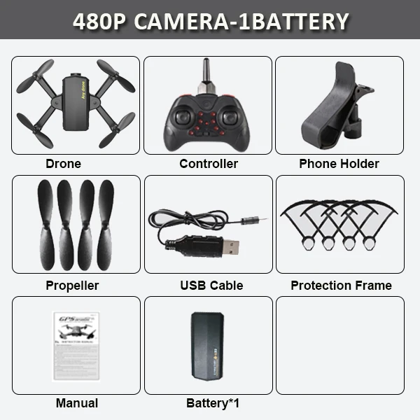 480P Camera 1BAT Складной мини-Дрон с Радиоуправляемый квадрокоптер с камерой HD четырехъядерный с высокой фиксацией RC вертолет с безголовым режимом детские игрушки - Цвет: 480P Camera 1BAT