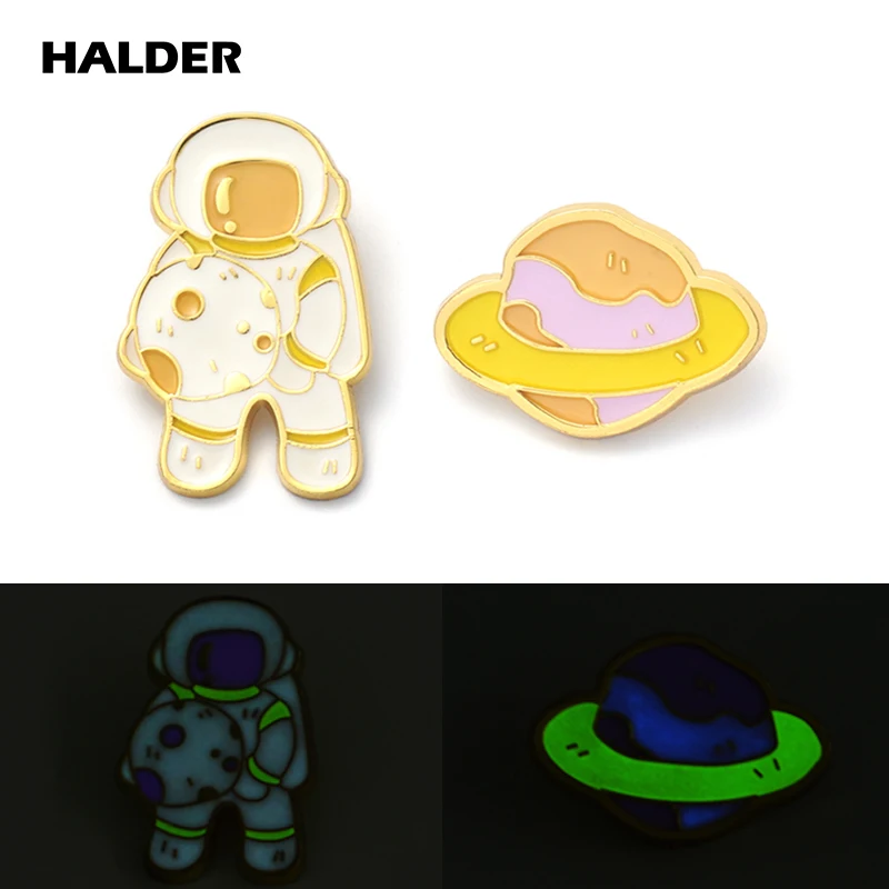 BR0007 галдер Вселенная звезда астронавт эмаль фотоэлемент лацкан рюкзак