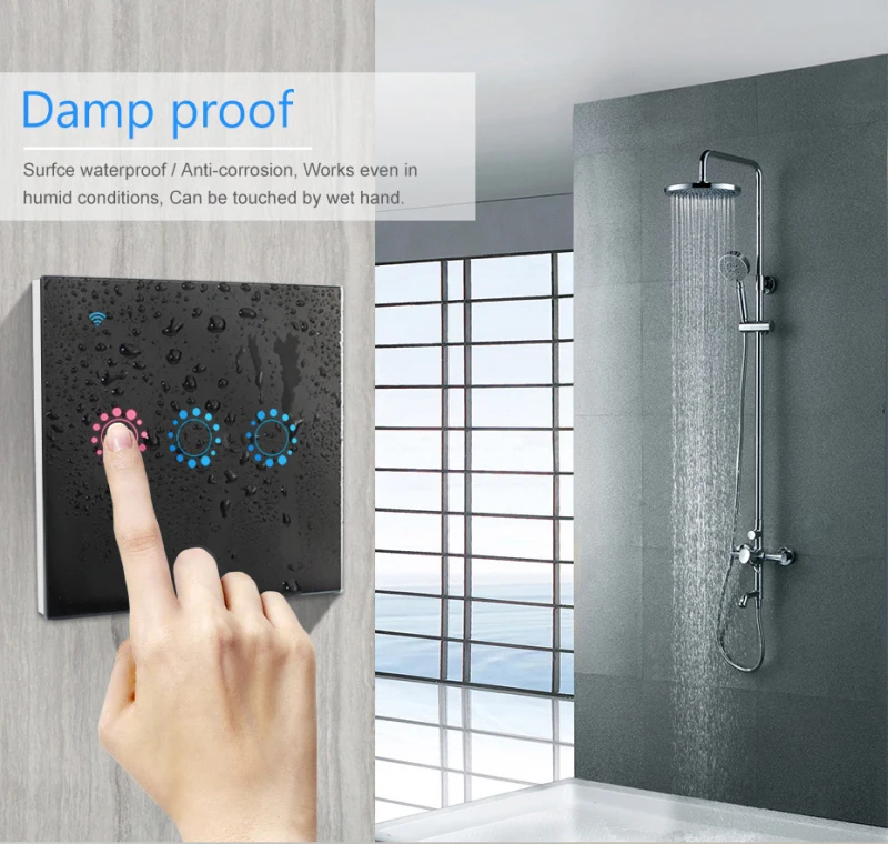 Сенсорный выключатель Smart Panel Wall 1/2/3 Gang светильник US / EU Standard Work Alexa Google Home Control