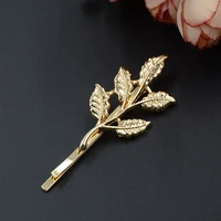 new arrival hair jewelry gold alloy leaf hairpins women girls barrette wedding hair accessories