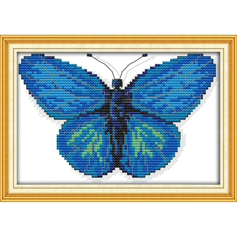 

Everlasting Love The Blue Butterfly Chinese Cross Stitch Kits Ecological Cotton Stamped 11CT DIY New Year Decorations For Home