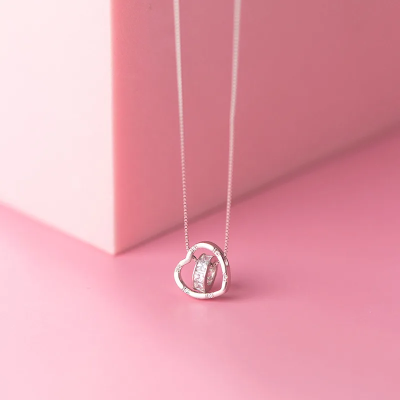 Для женщин ожерелье с подвеской в форме сердца коробка цепочка на шею 925