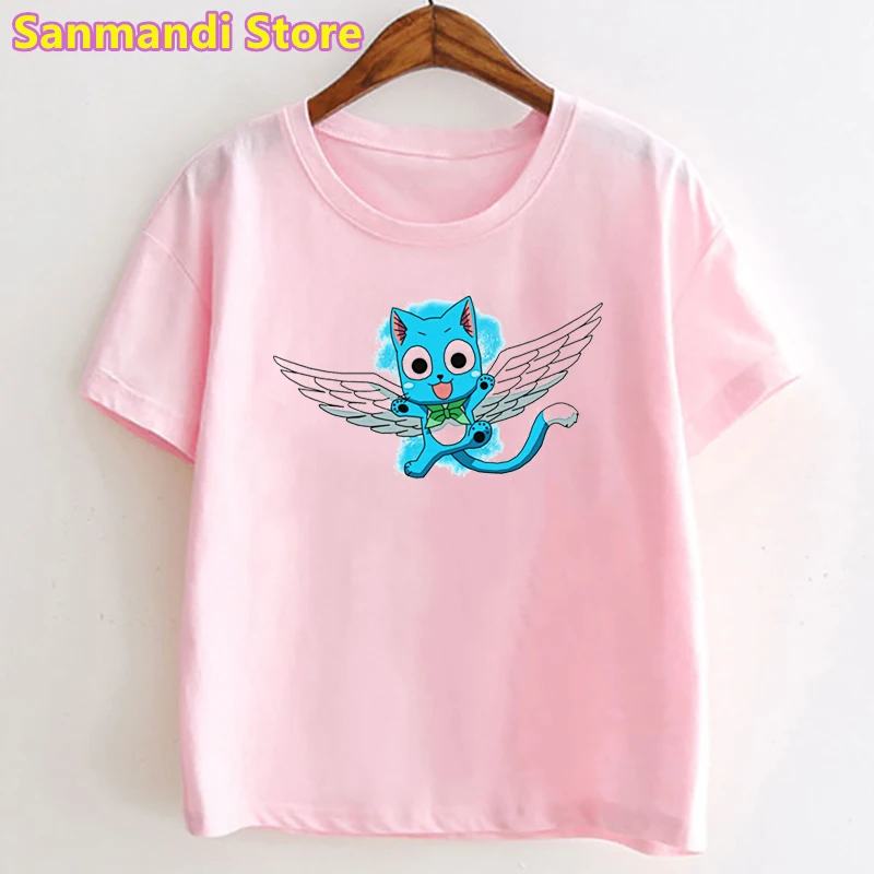 Camiseta con estampado de dibujos animados de FAIRY TAIL para ni&ntilde;os, ropa para ni&ntilde;as y ni&ntilde;os, camiseta con alas de &Aacute;ngel, ropa para ni&ntilde;os, Tops 2021-0