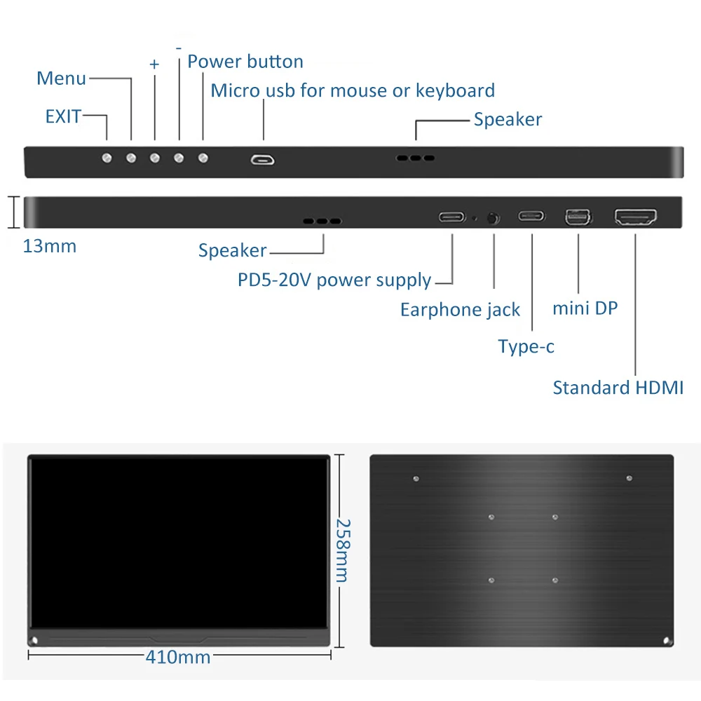 17 3 дюйма Высокое разрешение 4K монитор с HDR для компьютера телефона NUC Расширение