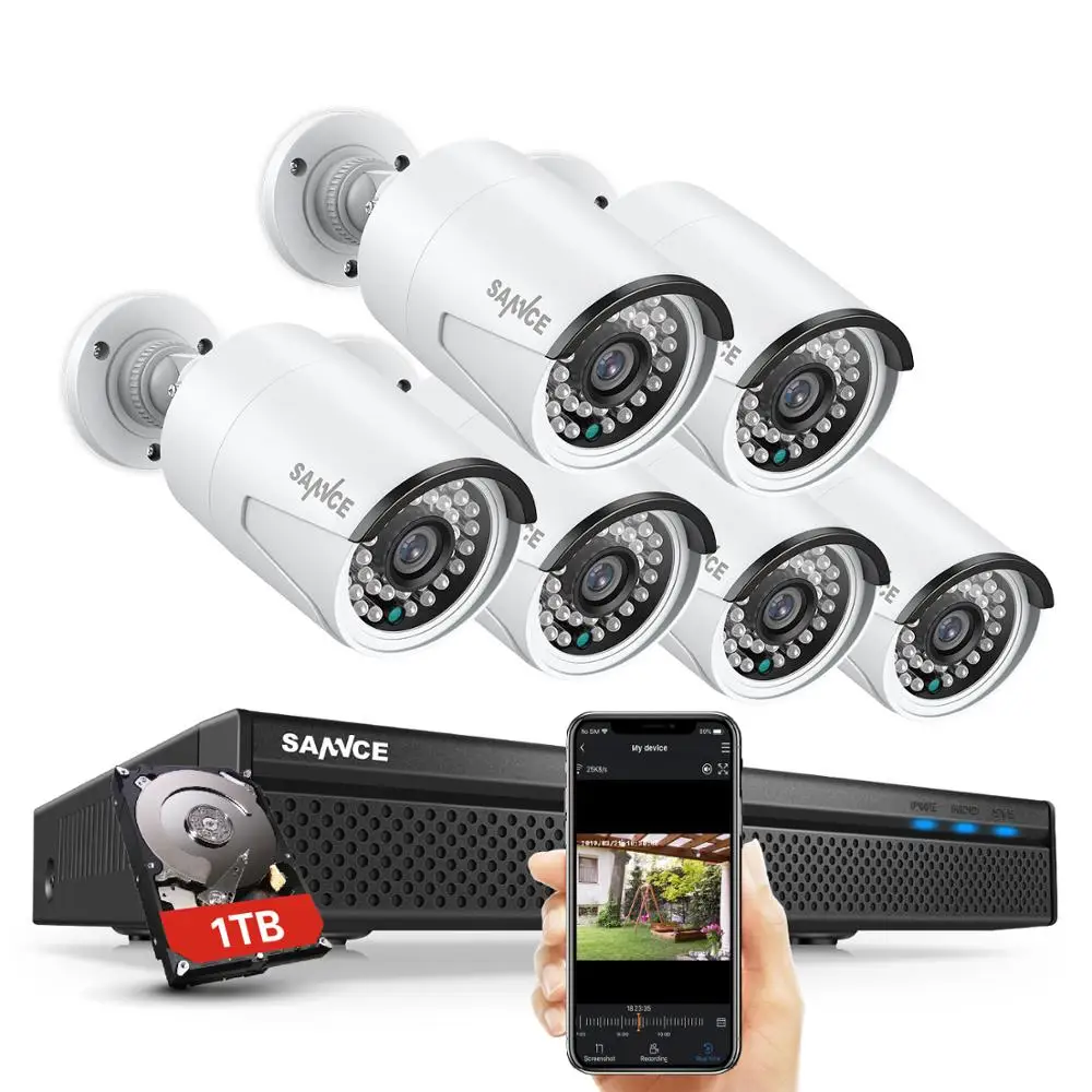 Камера видеонаблюдения SANNCE водонепроницаемая камера безопасности 8 каналов 2 м POE