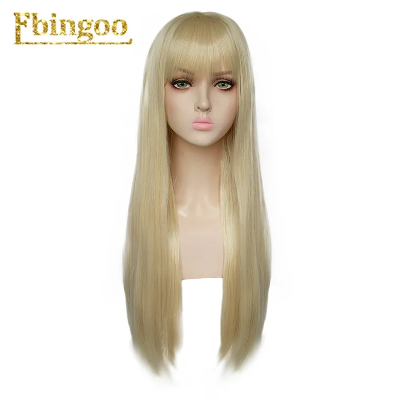 DM1707546 Ebingoo Hair cap+ белый высокотемпературное волокно Peruca Perruque натуральный прямой длинный синтетический парик с челкой для женщин - Цвет: DM1707546