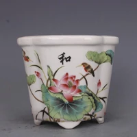 pink lotus flowers and birds fleshy orchids calamus pots antique jingdezhen republic of china