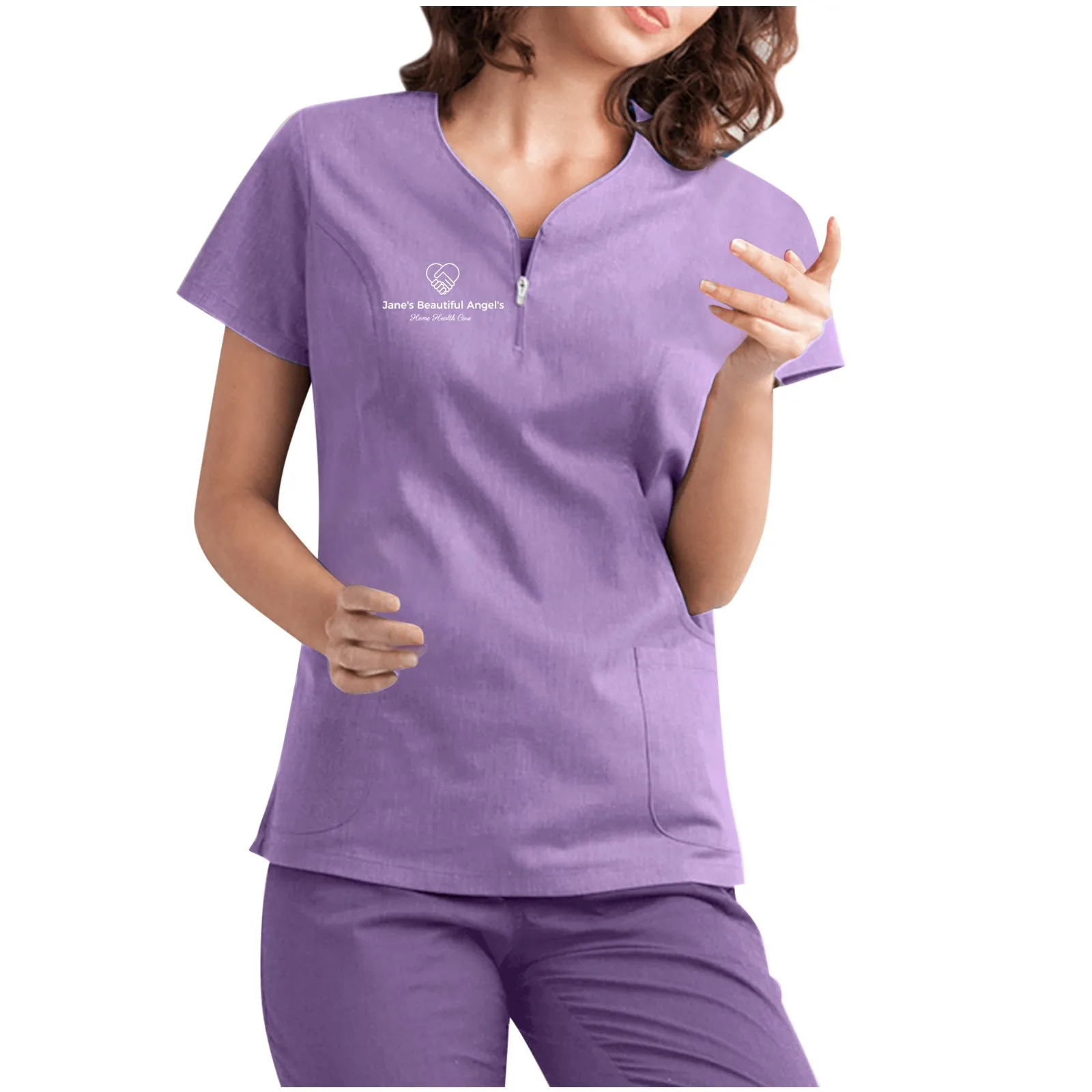 Однотонные скрабы для кормления униформа женщин с коротким рукавом V-образным