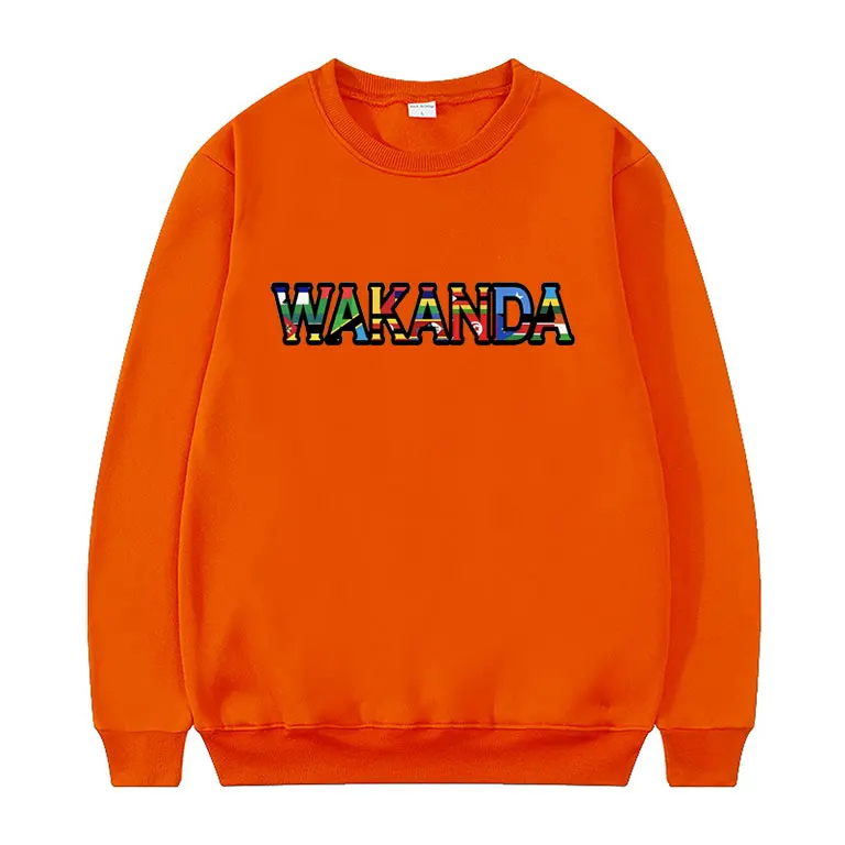 

Hot Sell Wakanda Colorful Letter Print Sweatshirt Men Casual Loose Pullover Harajuku Women Pullovers Long Sleeve Hip Hop Clothes