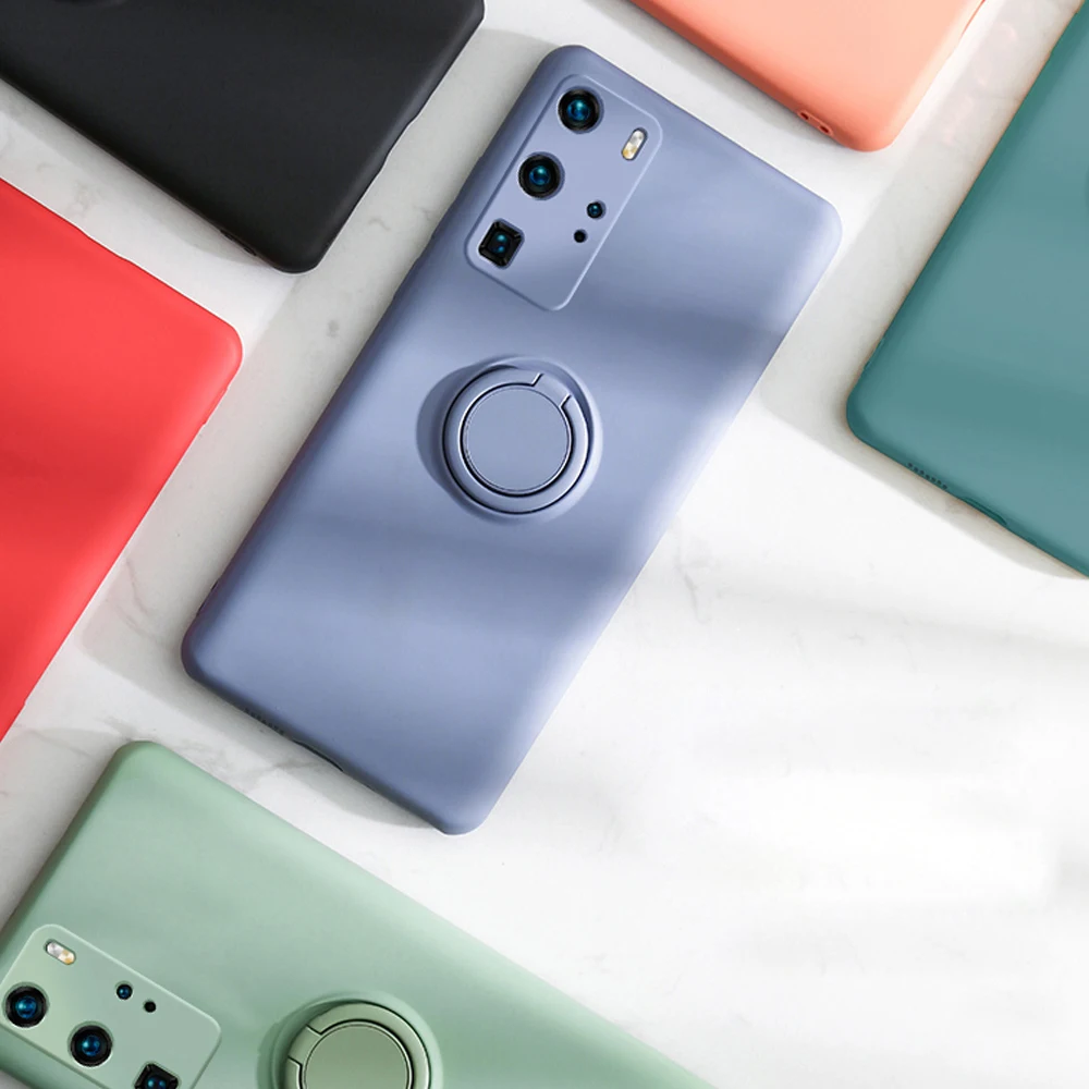 

Ultra-thin Silicone Magnetic Phone Case For Huawei P40 P30 P20 Lite Mate 30 20 Pro Honor Ring Bracket Cover