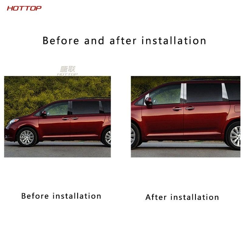 Отделка для стекла из нержавеющей стали 6 шт. аксессуары Toyota Sienna 2015 2016 2018 2019