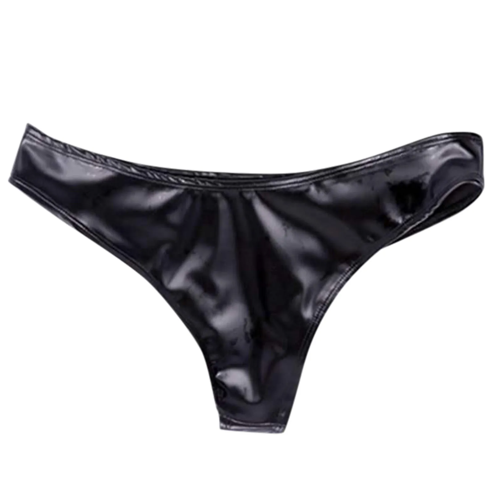 Женские глянцевые трусики с низкой талией из лакированной кожи латексные