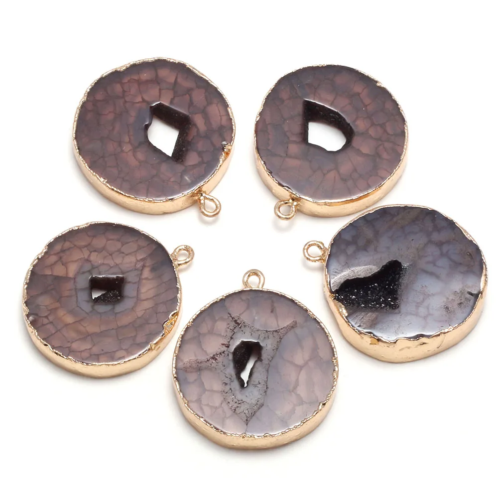 

Natural Agats Necklace Pendants Round Agats Pendants for Jewelry Making DIY Necklace Size 27x32mm