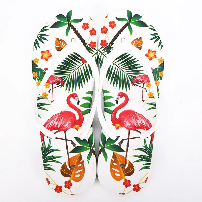 2018 летние женские пляжные вьетнамки модные шлепанцы с цветочным принтом Женская