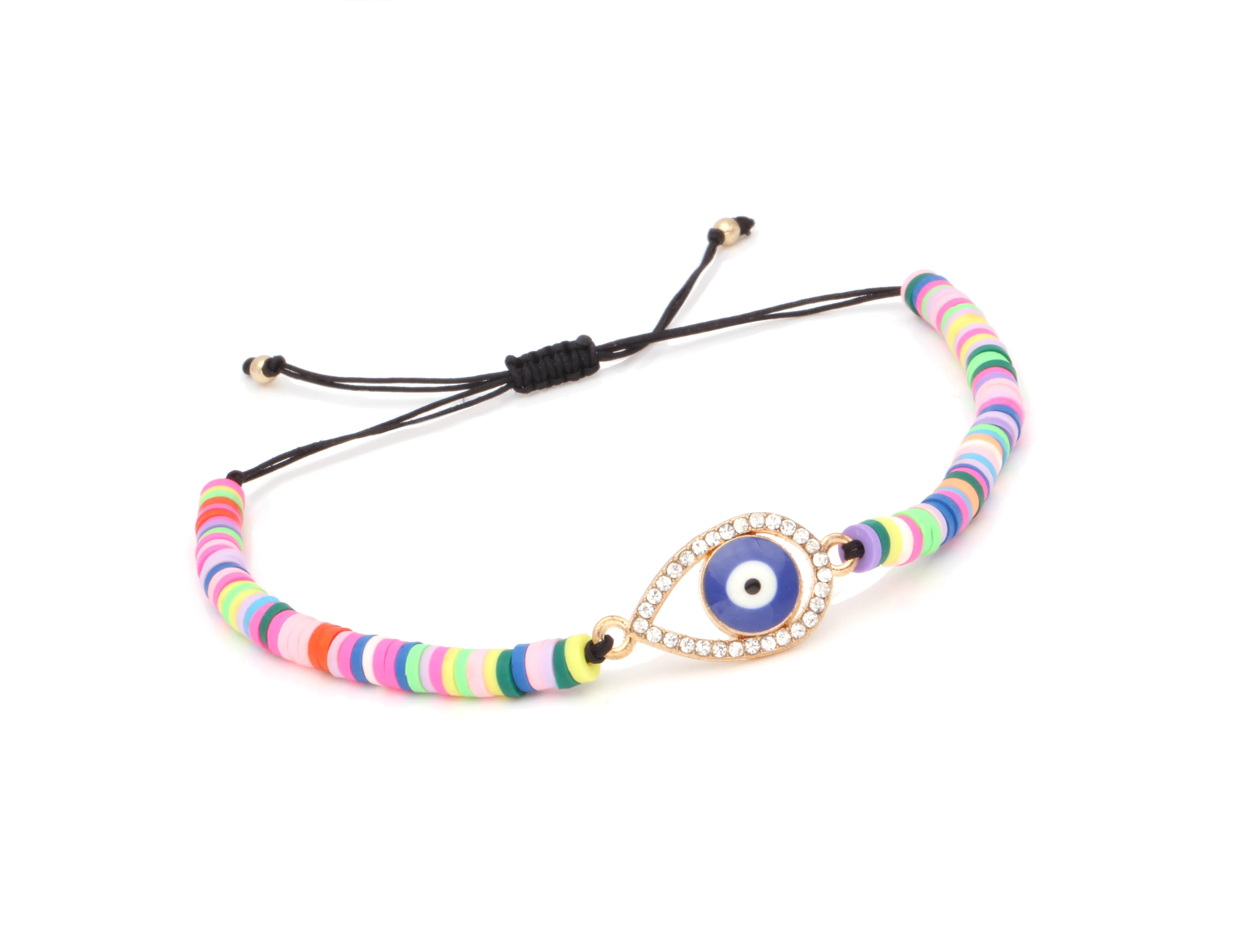 Полимерные глиняные бусы Heishi браслет из бисера черный шнур круглый зловещий глаз