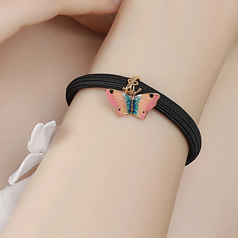 

Enameled Butterfly Elastic Two-Use Hair Rope Bracelet 2020 New Trend Temperament