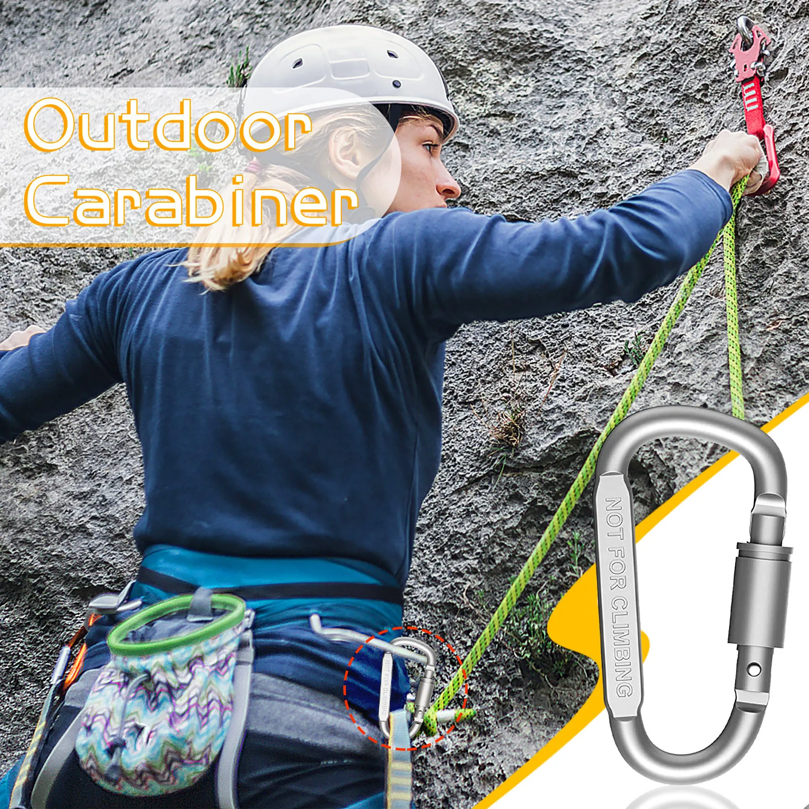 

Outdoor tactical supplies Carabiner Aviation aluminum alloy D-type quick-hanging buckle Key tool and equipment with lock