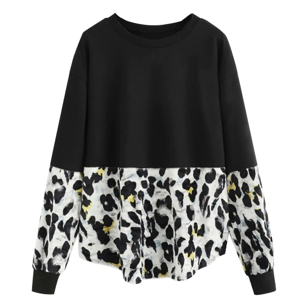 Женская Свободная блузка с круглым вырезом Womail черная Повседневная Блузка на