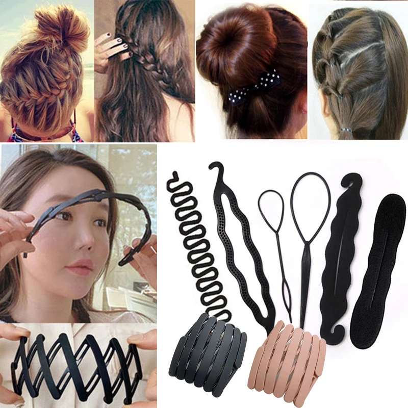 

Multi Style Hair Accessories Women Hairpins Clip Curling Hair Ties Gum Rubber Bands Donut Bun Maker Headwear Styling Tools
