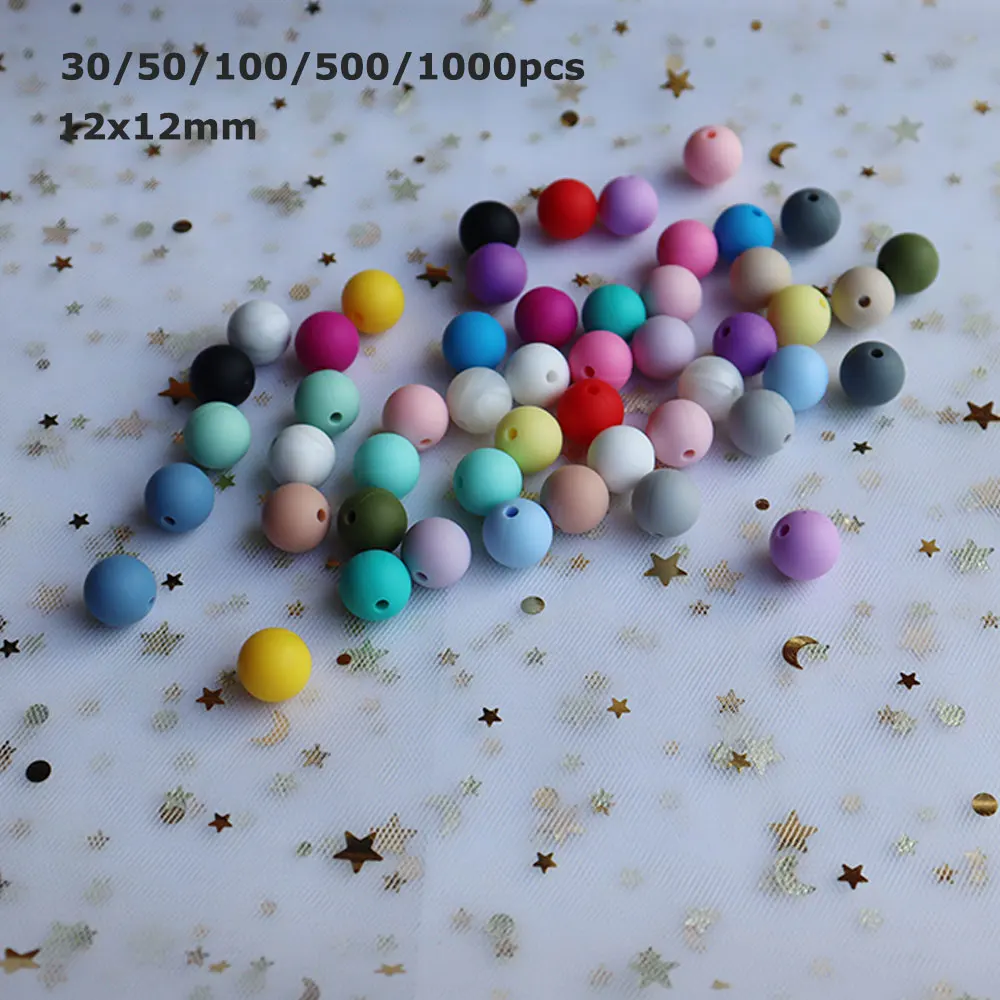 

50/100/500/1000 шт., силиконовые бусины, 12 мм