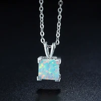 classic fashion jewelry necklace square cut white pendant necklace female wedding party accessories