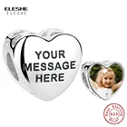ELESHE 925 стерлингового серебра на заказ фото на персонализировать Sweet Love (Сладкая любовь); Сердце бусины для браслетов и ожерелий для изготовления ювелирных изделий