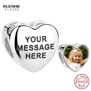 ELESHE 925 стерлингового серебра на заказ фото на персонализировать Sweet Love (Сладкая любовь); Сердце бусины для браслетов и ожерелий для изготовления ювелирных изделий
