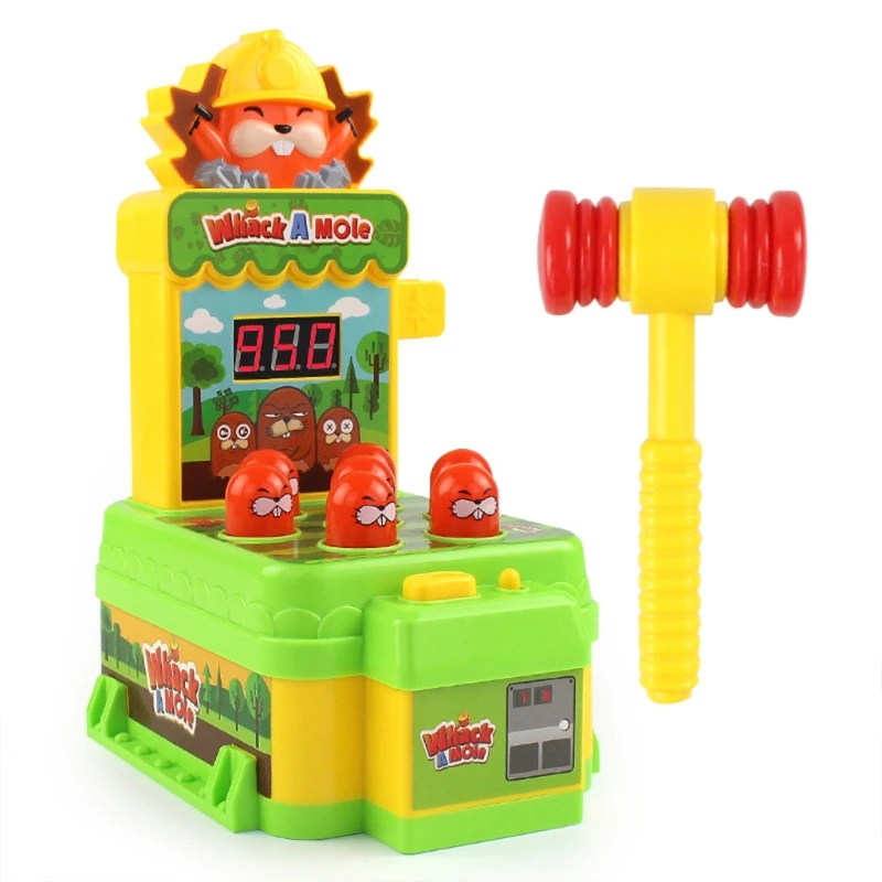 

Mini Electronic Arcade Game Hammering Gopher Game Toys Toddlers Educational Interactive Toy with 1 Hammer Coin Game Toy