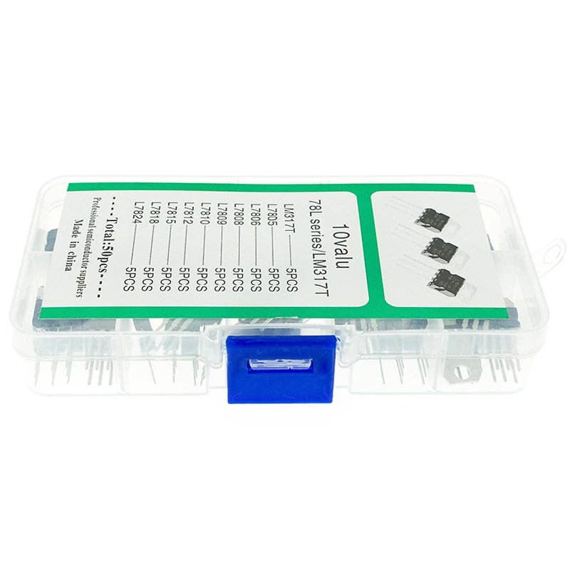 LM317T L7805 L7806 L7808 L7809 L7810 L7812 L7815 L7818 L7824 Transistor Assortment Kit 10value 50PCS Voltage Regulator Box | Электронные