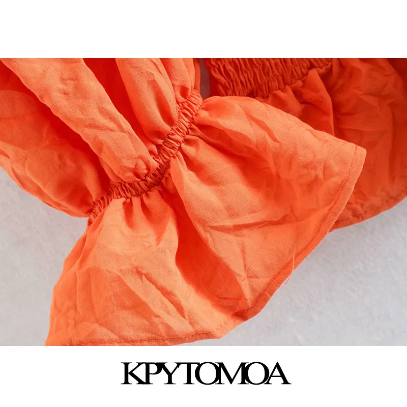Женская укороченная блузка KPYTOMOA винтажная эластичная с оборками и квадратным
