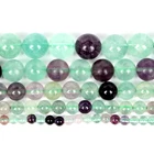 Оптовая продажа, бусина из натурального камня 4-12 мм, Гладкая круглая свободная бусина из флюорита для изготовления ювелирных изделий сделай сам, шарм, браслет, ожерелье ручной работы