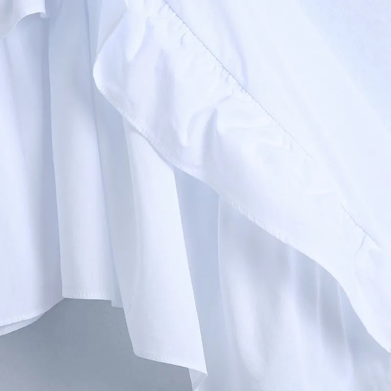 

Alldoke White Batwing Sleeve Blouses Women Spring Summer 2021 Turn-down Collar Ruffles Casual Short Blouse Femme Blusas Mujer