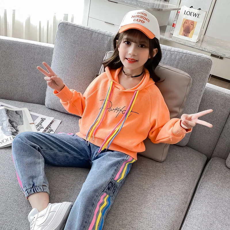 

Kids Tracksuit Winter Fleece Girls Costume Children Clothing Set Hoodie Jeans Kids Sport Suits for Girls Clothes 6 8 10 12 Years