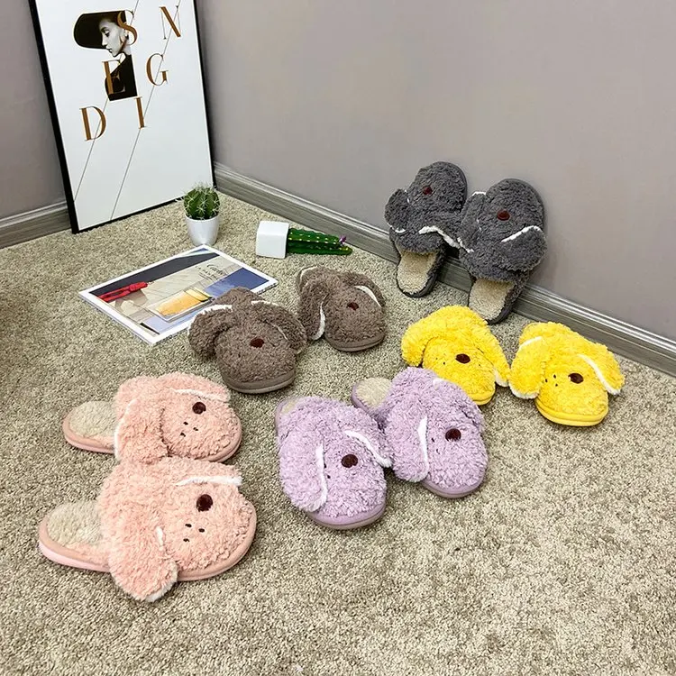 

Animal slippers Dog Cute Slippers women Winter slippers home Cartoon Fluffy slippers Warm Plush Cozy Soft Plush house slippers