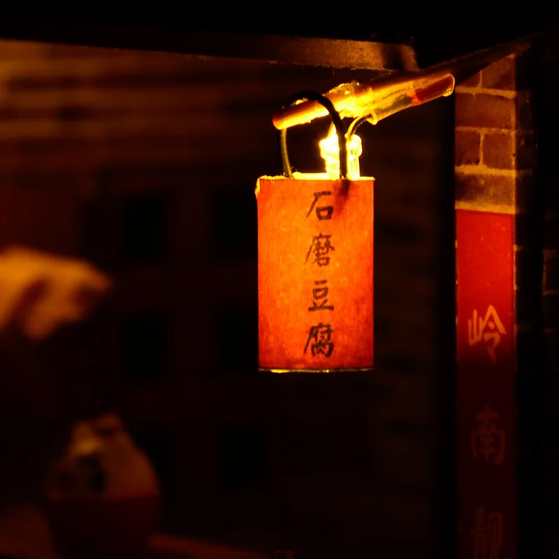 

Wooden Retro Chinese Tofu Shop Doll House With LED Light Assembling Furniture Building Model Handmade Crafts Kids Grownups Gift