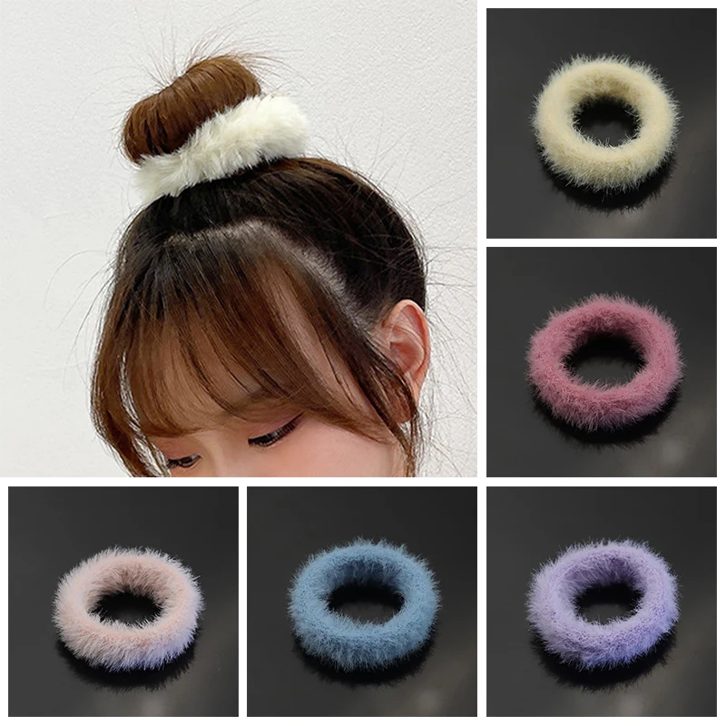 

Winter Plush Hair Band Colorful Simple Hair Rope For Women Girls Daily Elastic Rubber Bands Hair Accessories