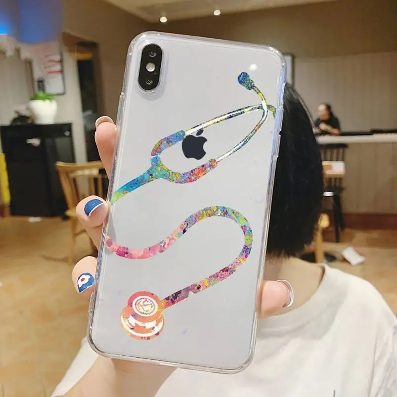 

Medicine Doctor Nurse cute cartoon Phone Case Transparent soft For iphone 5 5s 5c se 6 6s 7 8 11 12 plus mini x xs xr pro max