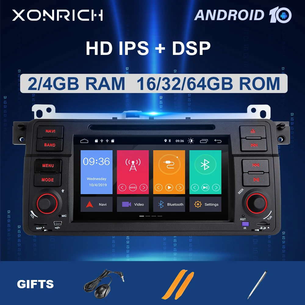 Автомагнитола 8 ядер 1 Din Android 10 мультимедиа для BMW E46 M3 318/320/325/330/335 Rover 75Coupe NavigationGPS