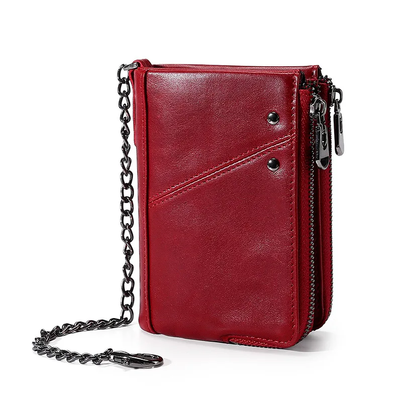 Бумажники из натуральной кожи для мужчин и женщин короткий кошелек на молнии с